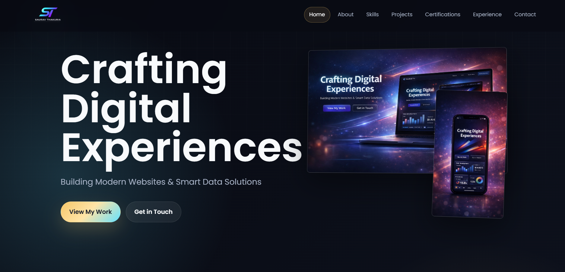 Portfolio website dashboard preview