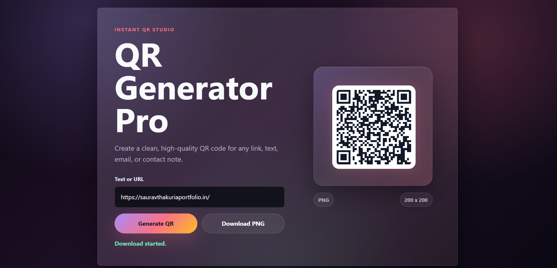QR generator project preview